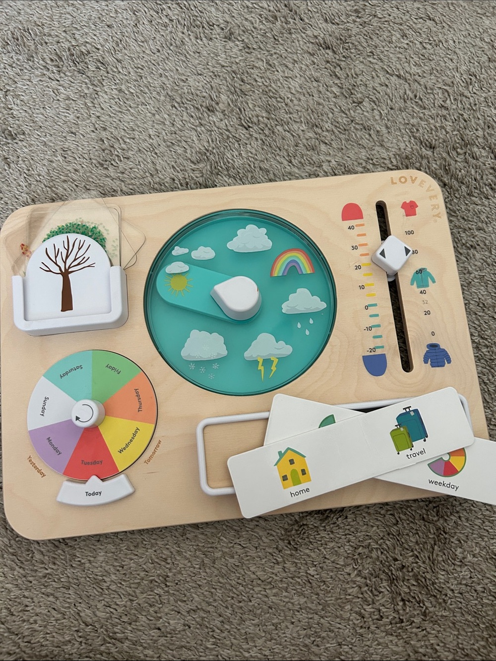 Lovevery Plan Ahead Weather Board from The Observer Play Kit Months 37, 38, 39